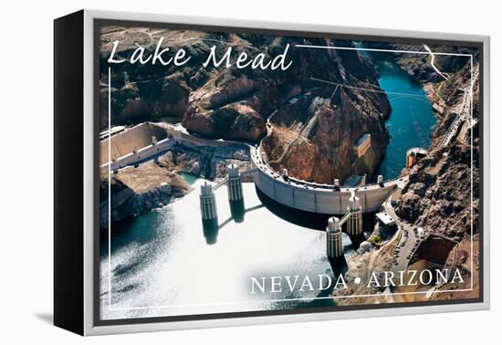 Lake Mead, Nevada - Arizona - Hoover Dam View-Lantern Press-Framed Stretched Canvas