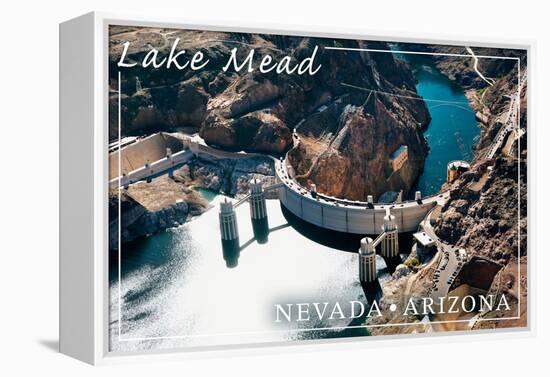 Lake Mead, Nevada - Arizona - Hoover Dam View-Lantern Press-Framed Stretched Canvas