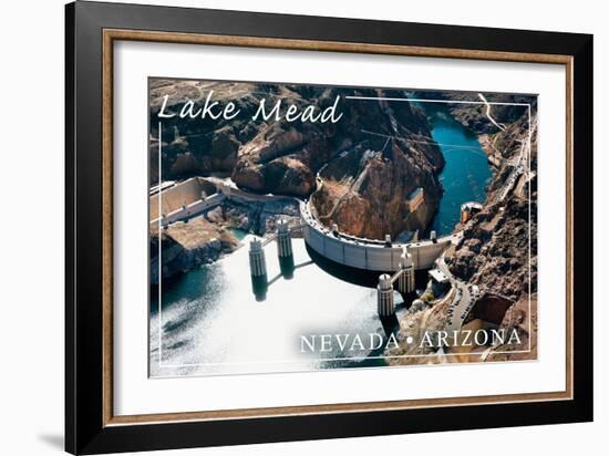 Lake Mead, Nevada - Arizona - Hoover Dam View-Lantern Press-Framed Art Print