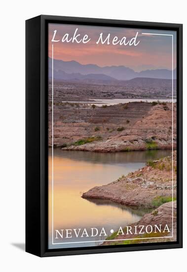 Lake Mead, Nevada - Arizona - Lake at Dusk-Lantern Press-Framed Stretched Canvas