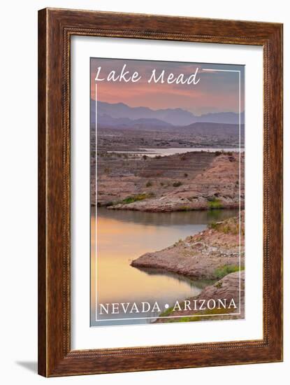 Lake Mead, Nevada - Arizona - Lake at Dusk-Lantern Press-Framed Art Print