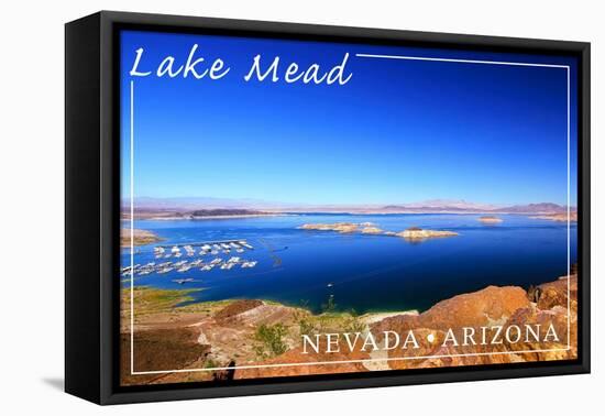 Lake Mead, Nevada - Arizona - Marina View-Lantern Press-Framed Stretched Canvas