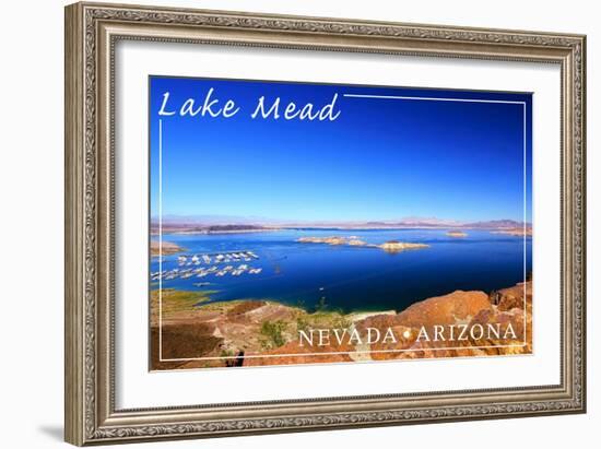 Lake Mead, Nevada - Arizona - Marina View-Lantern Press-Framed Art Print