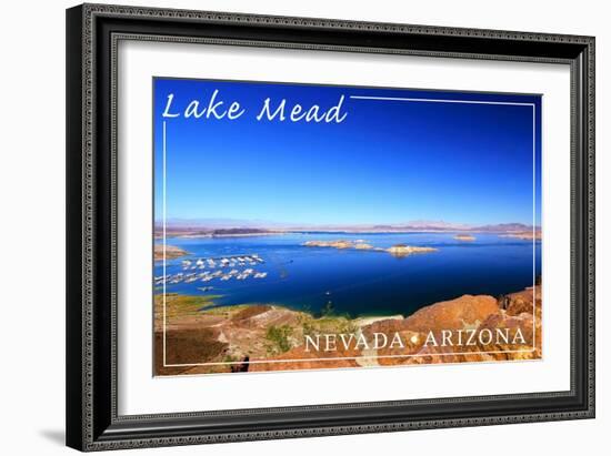 Lake Mead, Nevada - Arizona - Marina View-Lantern Press-Framed Art Print