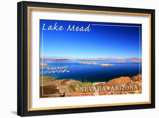 Lake Mead, Nevada - Arizona - Marina View-Lantern Press-Framed Art Print