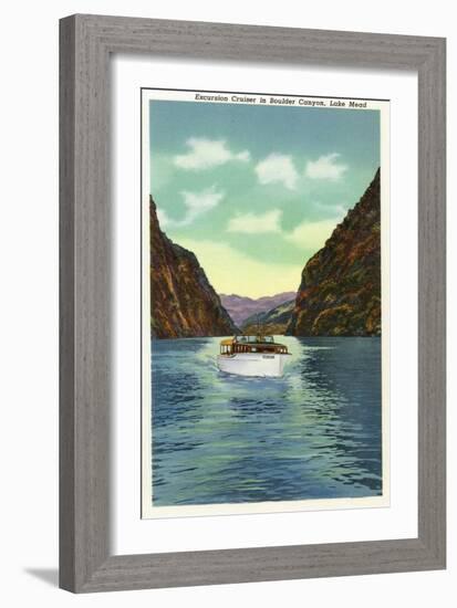 Lake Mead, Nevada, Boulder Canyon View of a Yacht-Lantern Press-Framed Art Print
