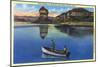 Lake Mead, Nevada - View of Two Fishermen Bass Fishing on the Lake, c.1940-Lantern Press-Mounted Art Print