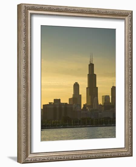 Lake Michigan and Skyline Including Sears Tower, Chicago, Illinois-Alan Copson-Framed Photographic Print