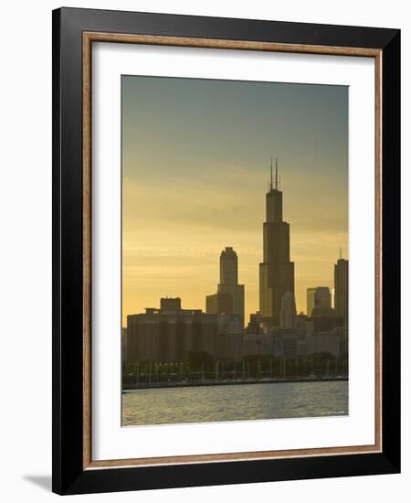 Lake Michigan and Skyline Including Sears Tower, Chicago, Illinois-Alan Copson-Framed Photographic Print