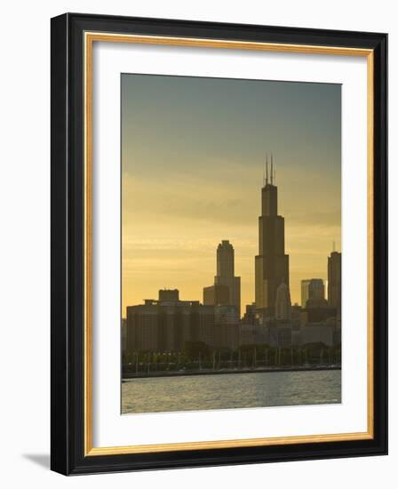 Lake Michigan and Skyline Including Sears Tower, Chicago, Illinois-Alan Copson-Framed Photographic Print