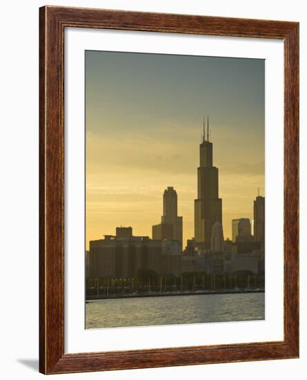 Lake Michigan and Skyline Including Sears Tower, Chicago, Illinois-Alan Copson-Framed Photographic Print