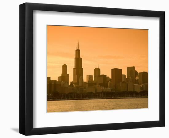 Lake Michigan and Skyline Including Sears Tower, Chicago, Illinois-Alan Copson-Framed Photographic Print