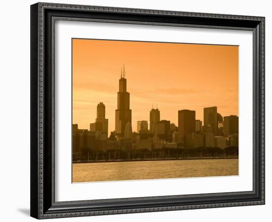 Lake Michigan and Skyline Including Sears Tower, Chicago, Illinois-Alan Copson-Framed Photographic Print