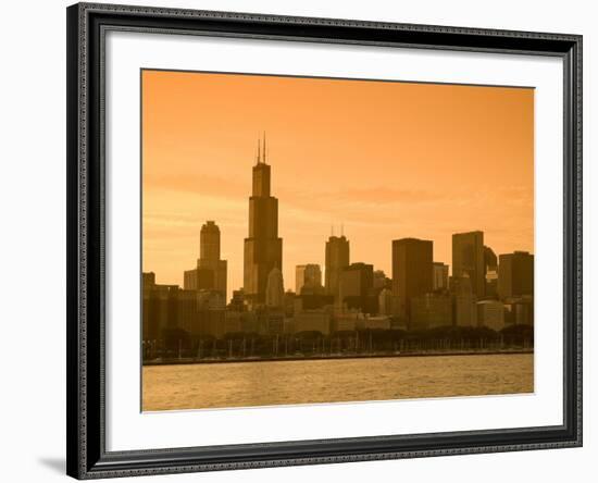 Lake Michigan and Skyline Including Sears Tower, Chicago, Illinois-Alan Copson-Framed Photographic Print