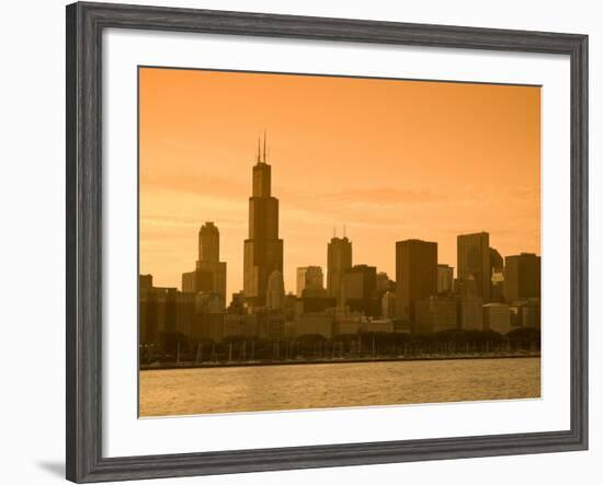 Lake Michigan and Skyline Including Sears Tower, Chicago, Illinois-Alan Copson-Framed Photographic Print