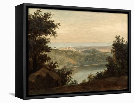 Lake Nemi, in the Background the City of Genzano, Late 18th-Early 19th Century-Pierre Henri de Valenciennes-Framed Premier Image Canvas