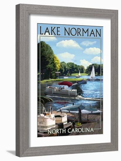 Lake Norman, North Carolina - Boating Scene-Lantern Press-Framed Art Print