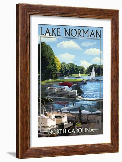 Lake Norman, North Carolina - Boating Scene-Lantern Press-Framed Art Print