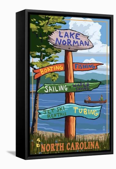 Lake Norman, North Carolina - Destination Sign-Lantern Press-Framed Stretched Canvas