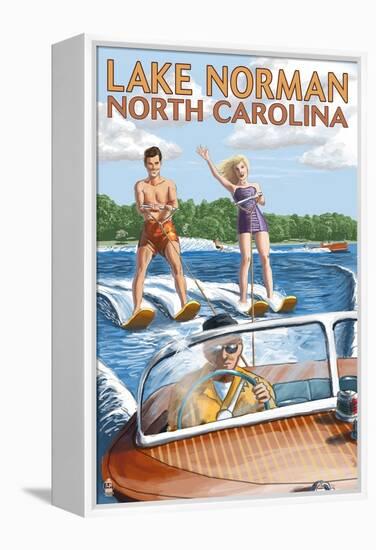 Lake Norman, North Carolina - Water Skiing-Lantern Press-Framed Stretched Canvas