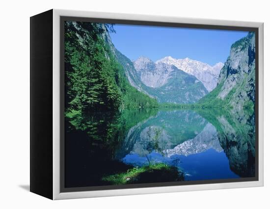 Lake 'Obersee' and ' Watzmann' mountain, Bavaria, Berchtesgarden, Germany-Herbert Kehrer-Framed Premier Image Canvas