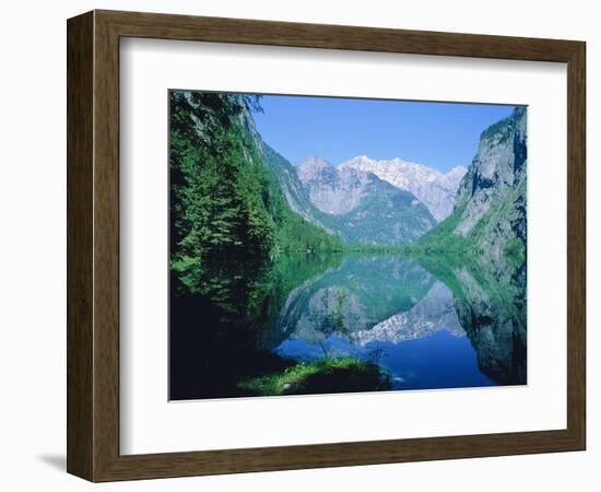 Lake 'Obersee' and ' Watzmann' mountain, Bavaria, Berchtesgarden, Germany-Herbert Kehrer-Framed Photographic Print