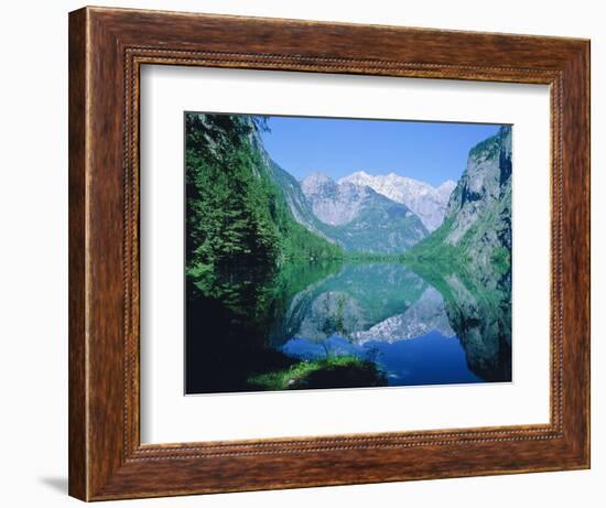 Lake 'Obersee' and ' Watzmann' mountain, Bavaria, Berchtesgarden, Germany-Herbert Kehrer-Framed Photographic Print