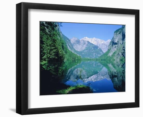 Lake 'Obersee' and ' Watzmann' mountain, Bavaria, Berchtesgarden, Germany-Herbert Kehrer-Framed Photographic Print