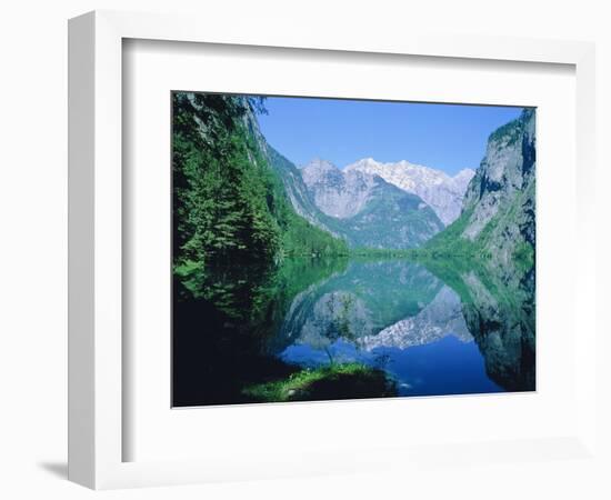 Lake 'Obersee' and ' Watzmann' mountain, Bavaria, Berchtesgarden, Germany-Herbert Kehrer-Framed Photographic Print