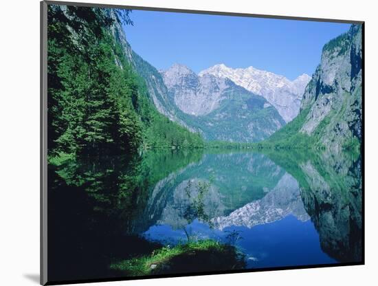 Lake 'Obersee' and ' Watzmann' mountain, Bavaria, Berchtesgarden, Germany-Herbert Kehrer-Mounted Photographic Print