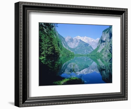 Lake 'Obersee' and ' Watzmann' mountain, Bavaria, Berchtesgarden, Germany-Herbert Kehrer-Framed Photographic Print