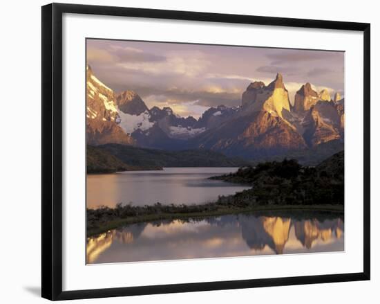 Lake Pehoe and Paine Grande at Sunrise, Torres del Paine National Park, Patagonia, Chile-Theo Allofs-Framed Photographic Print