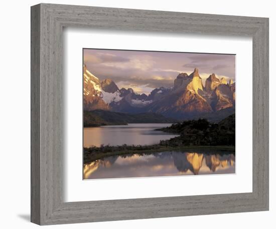 Lake Pehoe and Paine Grande at Sunrise, Torres del Paine National Park, Patagonia, Chile-Theo Allofs-Framed Photographic Print