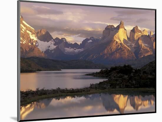 Lake Pehoe and Paine Grande at Sunrise, Torres del Paine National Park, Patagonia, Chile-Theo Allofs-Mounted Photographic Print