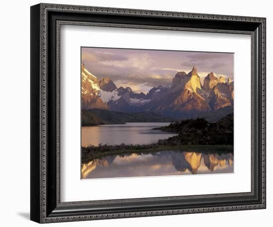 Lake Pehoe and Paine Grande at Sunrise, Torres del Paine National Park, Patagonia, Chile-Theo Allofs-Framed Photographic Print