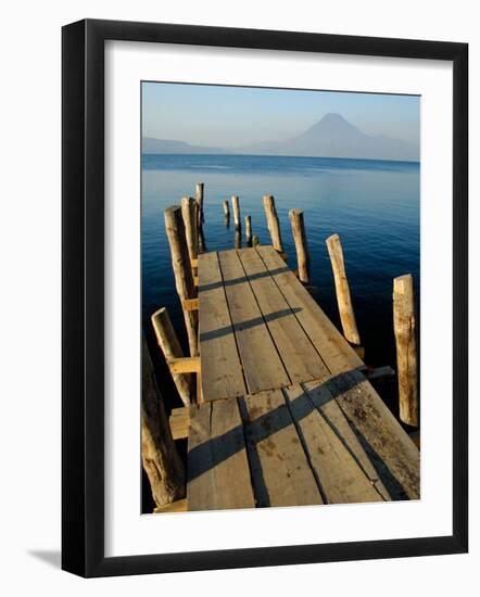 Lake Pier with San Pedro Volcano in Distance, Lake Atitlan, Western Highlands, Guatemala-Cindy Miller Hopkins-Framed Photographic Print