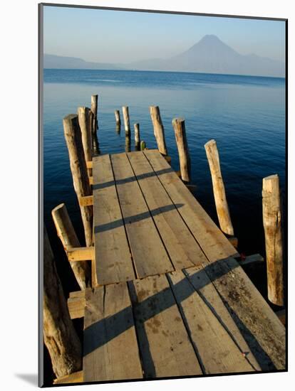 Lake Pier with San Pedro Volcano in Distance, Lake Atitlan, Western Highlands, Guatemala-Cindy Miller Hopkins-Mounted Photographic Print