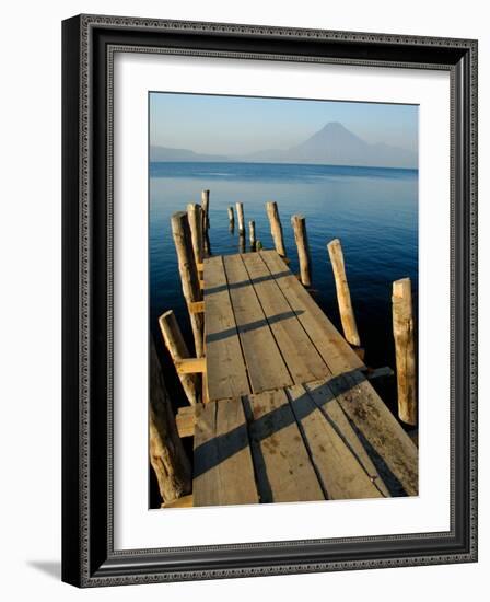 Lake Pier with San Pedro Volcano in Distance, Lake Atitlan, Western Highlands, Guatemala-Cindy Miller Hopkins-Framed Photographic Print