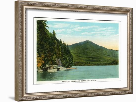 Lake Placid, New York - View of Whiteface Mountain from Moose Island-Lantern Press-Framed Art Print