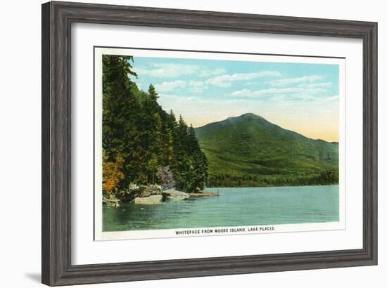 Lake Placid, New York - View of Whiteface Mountain from Moose Island-Lantern Press-Framed Art Print