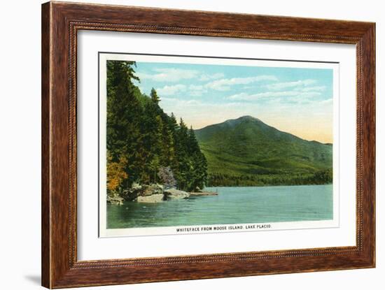 Lake Placid, New York - View of Whiteface Mountain from Moose Island-Lantern Press-Framed Art Print