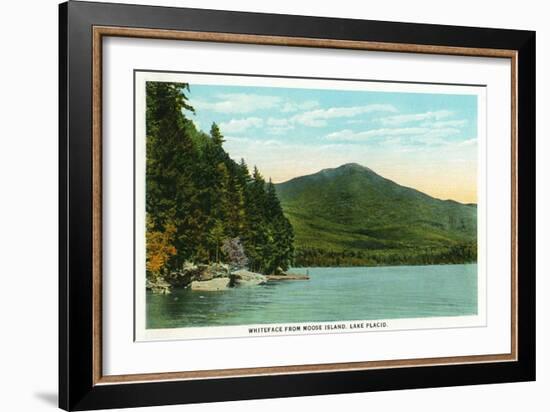 Lake Placid, New York - View of Whiteface Mountain from Moose Island-Lantern Press-Framed Art Print