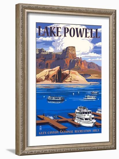 Lake Powell Marina View-Lantern Press-Framed Art Print