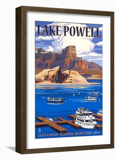 Lake Powell Marina View-Lantern Press-Framed Art Print