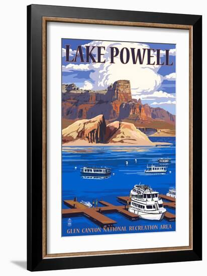 Lake Powell Marina View-Lantern Press-Framed Art Print