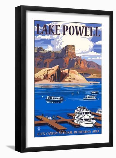 Lake Powell Marina View-Lantern Press-Framed Art Print