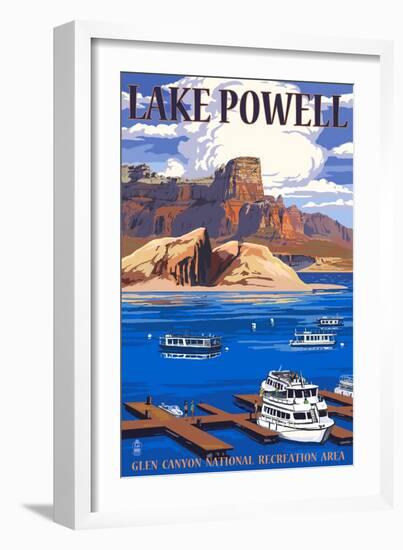 Lake Powell Marina View-Lantern Press-Framed Art Print