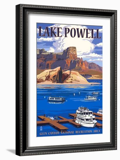 Lake Powell Marina View-Lantern Press-Framed Art Print