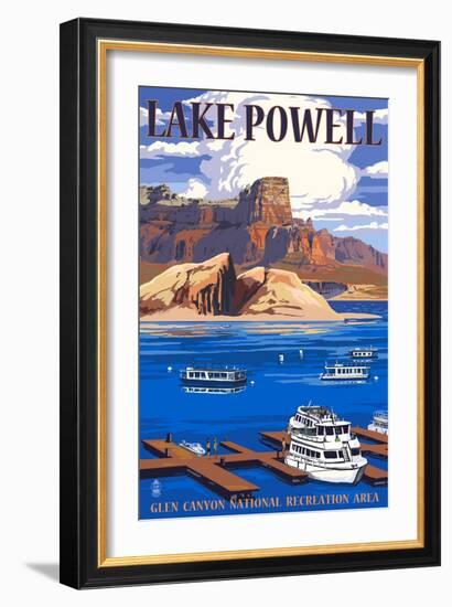 Lake Powell Marina View-Lantern Press-Framed Art Print