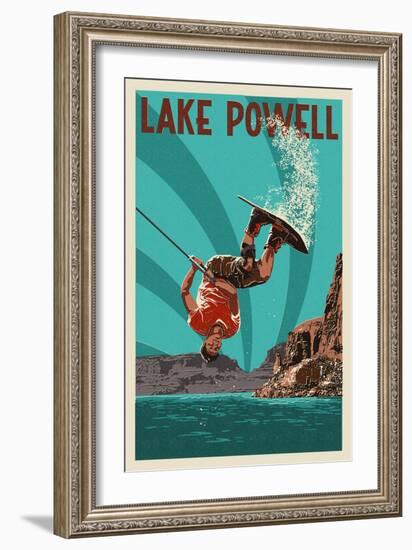 Lake Powell - Wakeboarder-Lantern Press-Framed Art Print